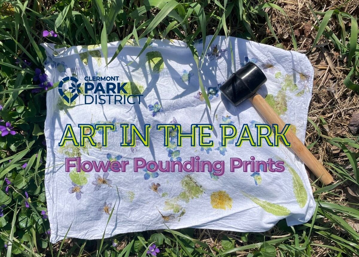flower pounded prints on a white hankerchief 